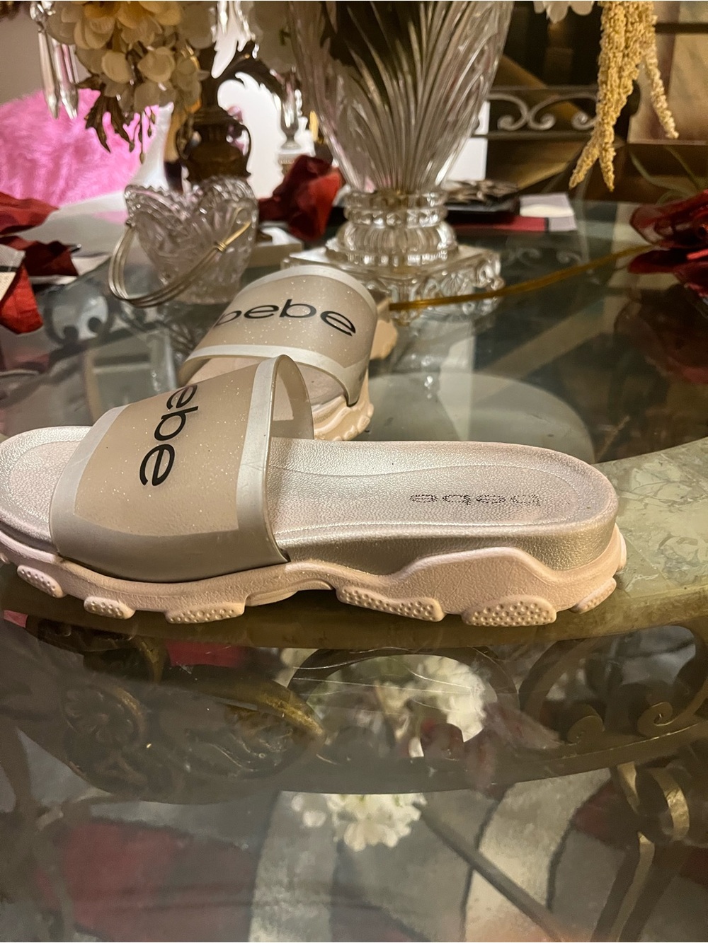 ๐BeBe๐ Women's Silver/Grey Slide Sandals - Picture 2 of 5